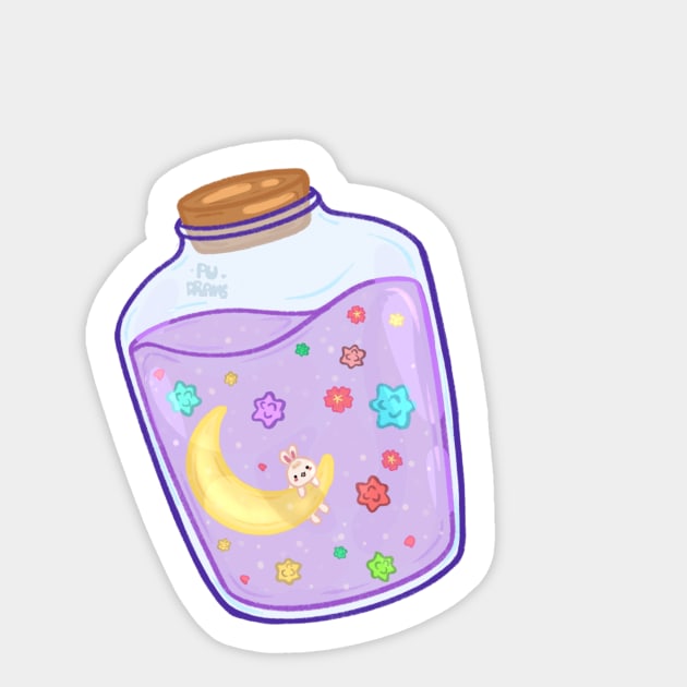 Magic potion bottle Sticker by Pudraws 